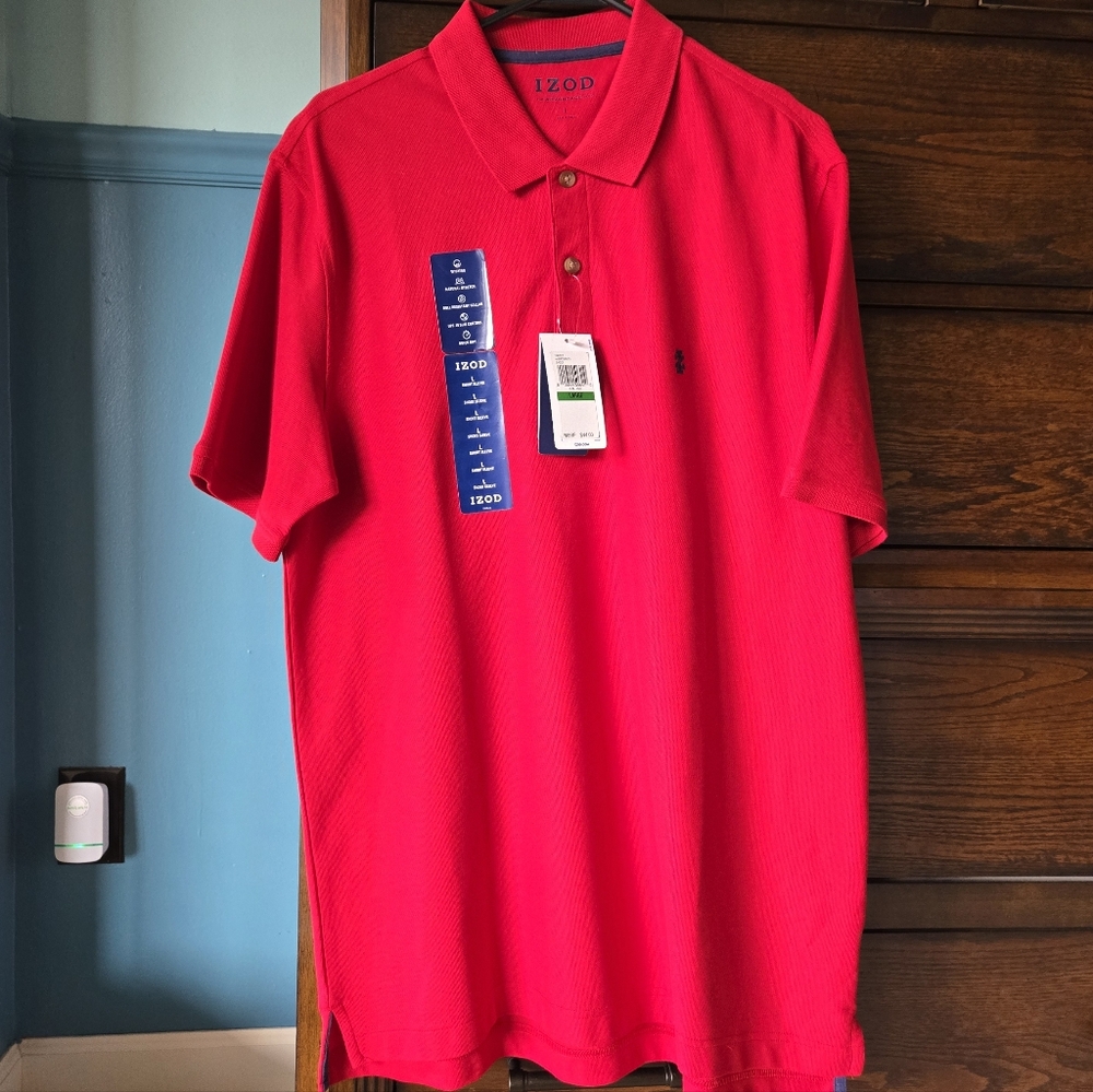 NWT Izod Red Short Sleeve Polo Large